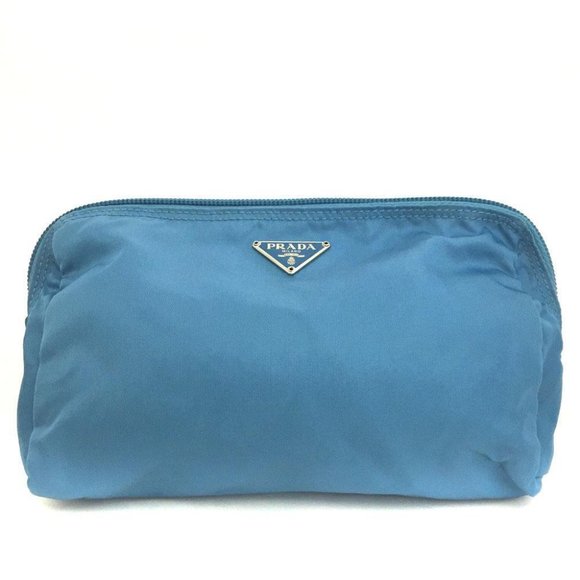 PRADA Logo Plate Nylon Cosmetic Pouch Bag /1F8660 - Picture 1 of 8